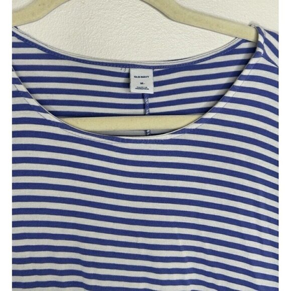 Old Navy Womens Blue Striped Short Sleeve Round Sleeve Shift Dress Size Medium - Picture 4 of 9